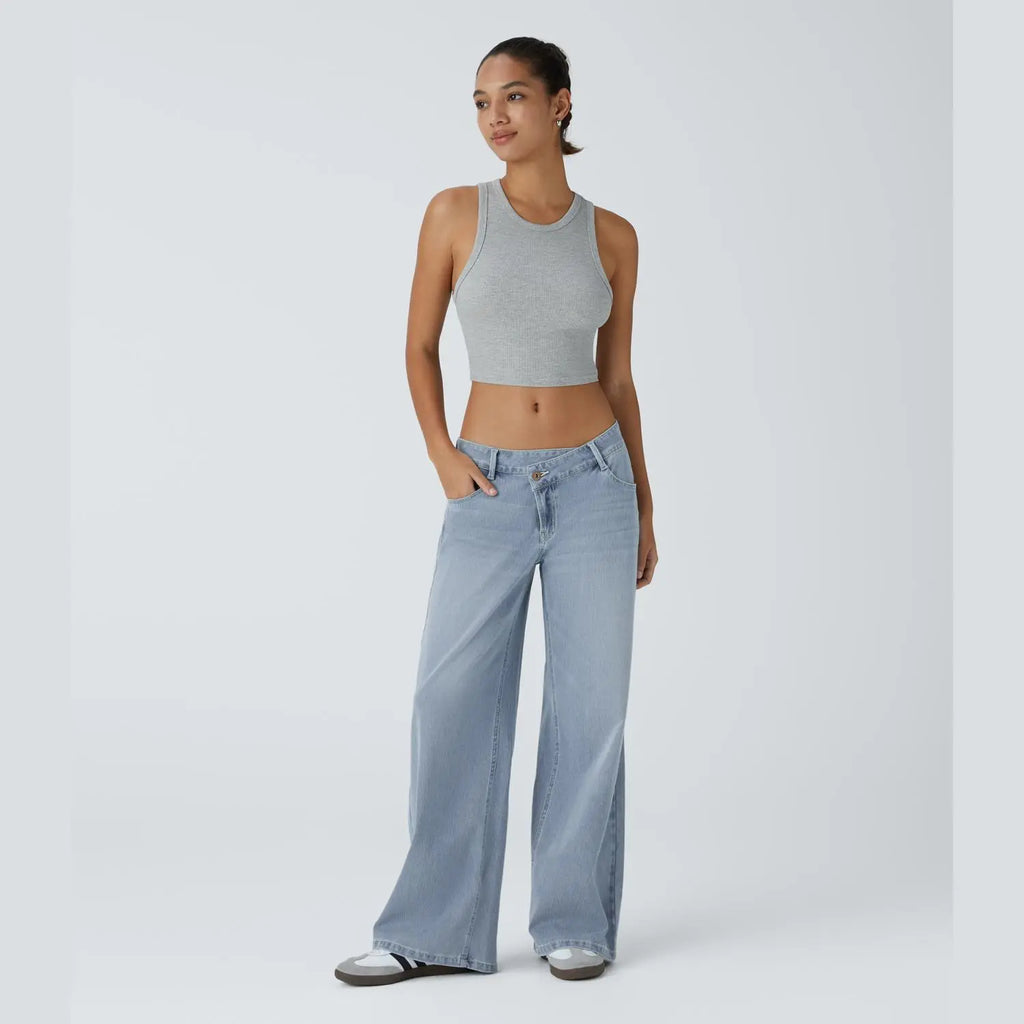 Asymmetric Low Rise Baggy Wide Leg Jeans