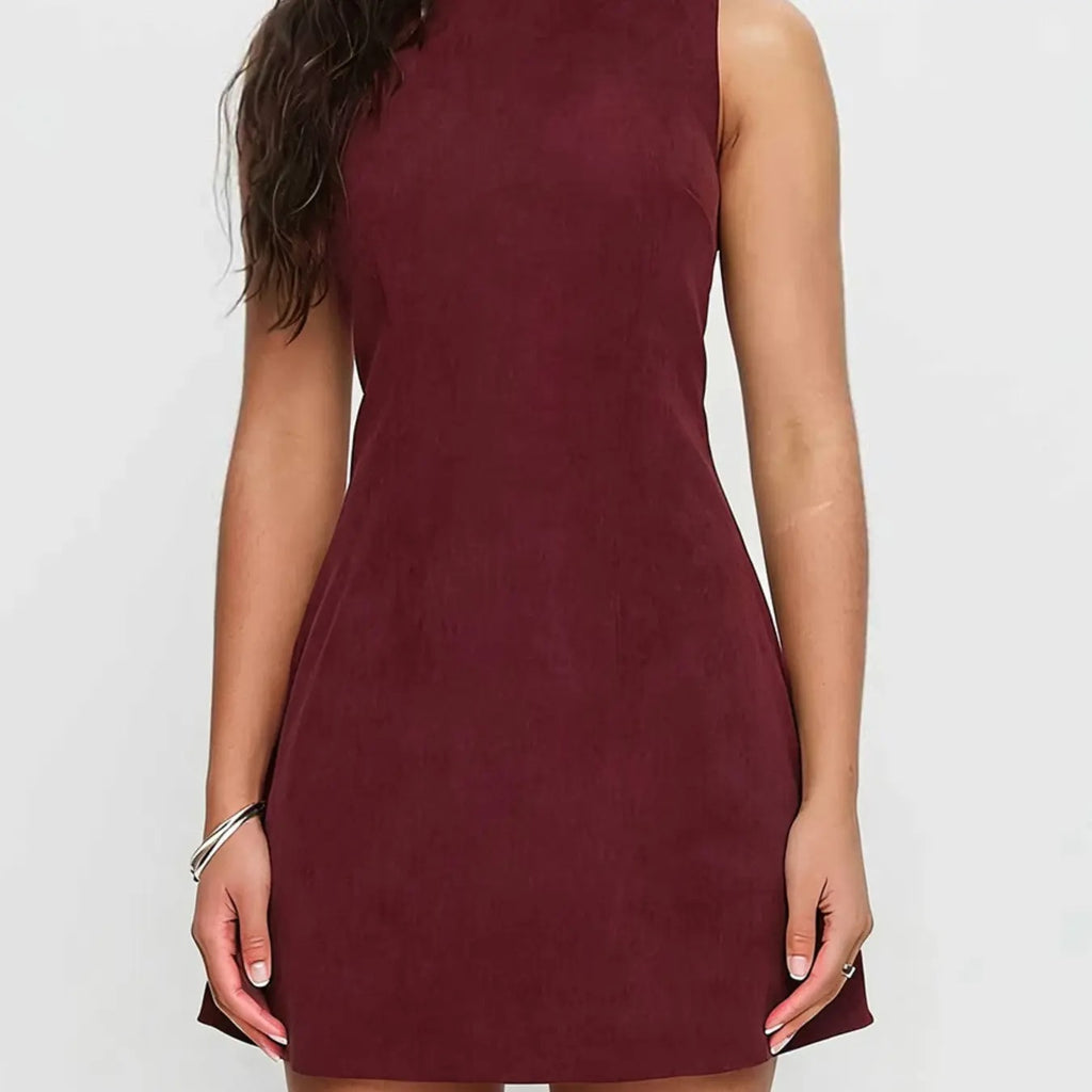 Women's Sleeveless A-Line Mini Dress with Back Tie