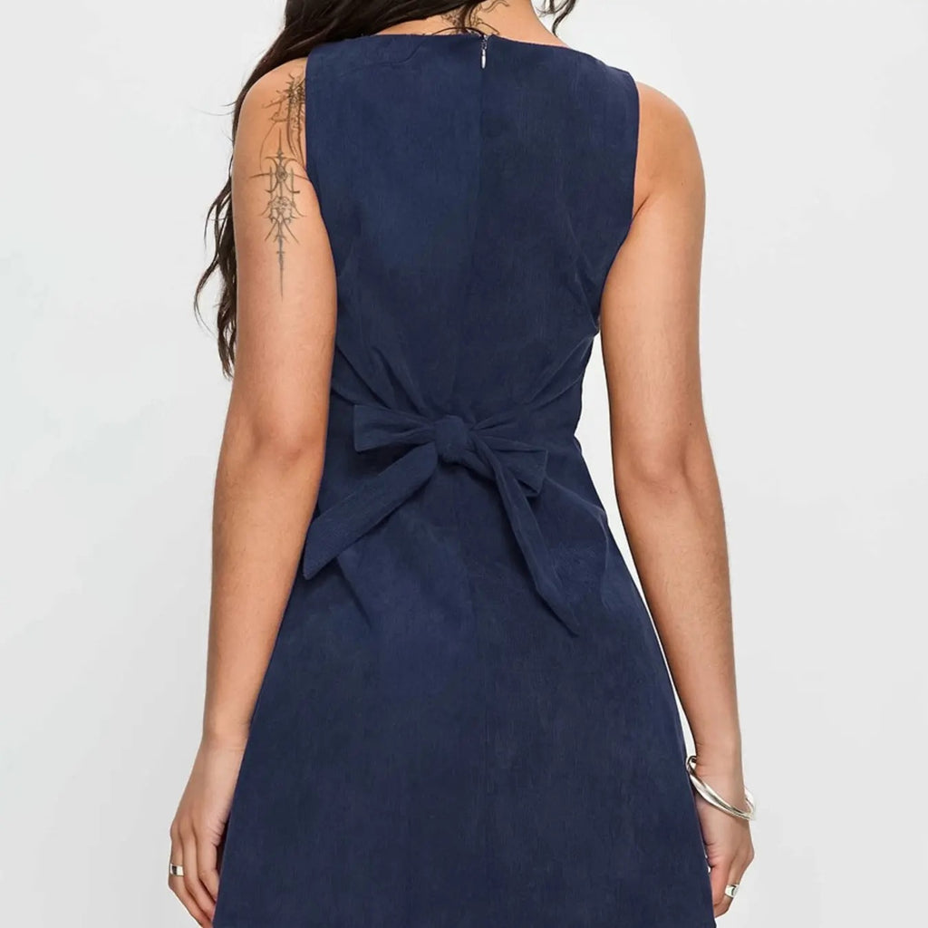 Women's Sleeveless A-Line Mini Dress with Back Tie