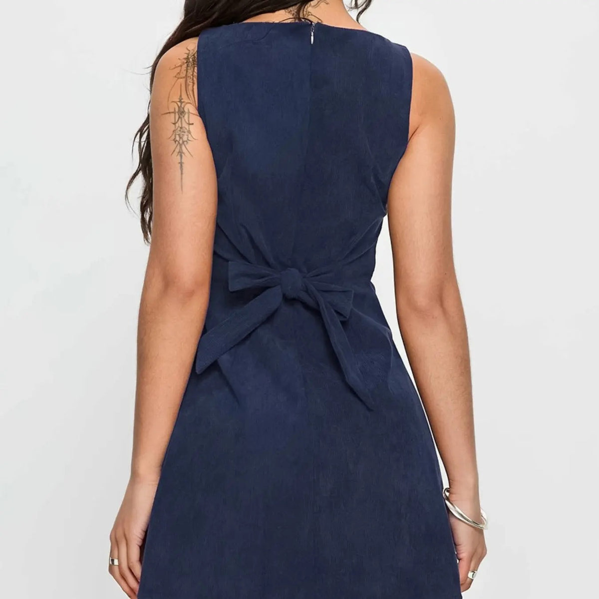 Women's Sleeveless A-Line Mini Dress with Back Tie