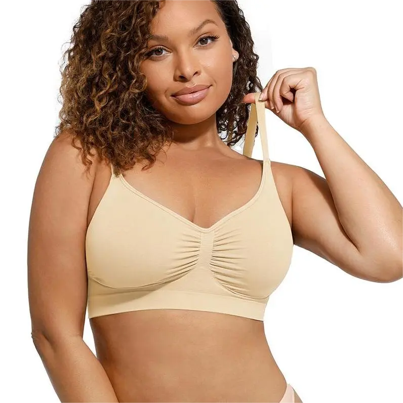 Women's Wireless Bra Comfort Bralettes No Underwire Unlined Cami Bra Seamless Tshirt Bras Sports Bra Bralette Basic Comfortable Fit Womenswear Everyday Up to 44DD Summervibes