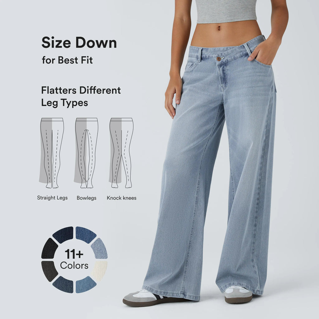 Asymmetric Low Rise Baggy Wide Leg Jeans