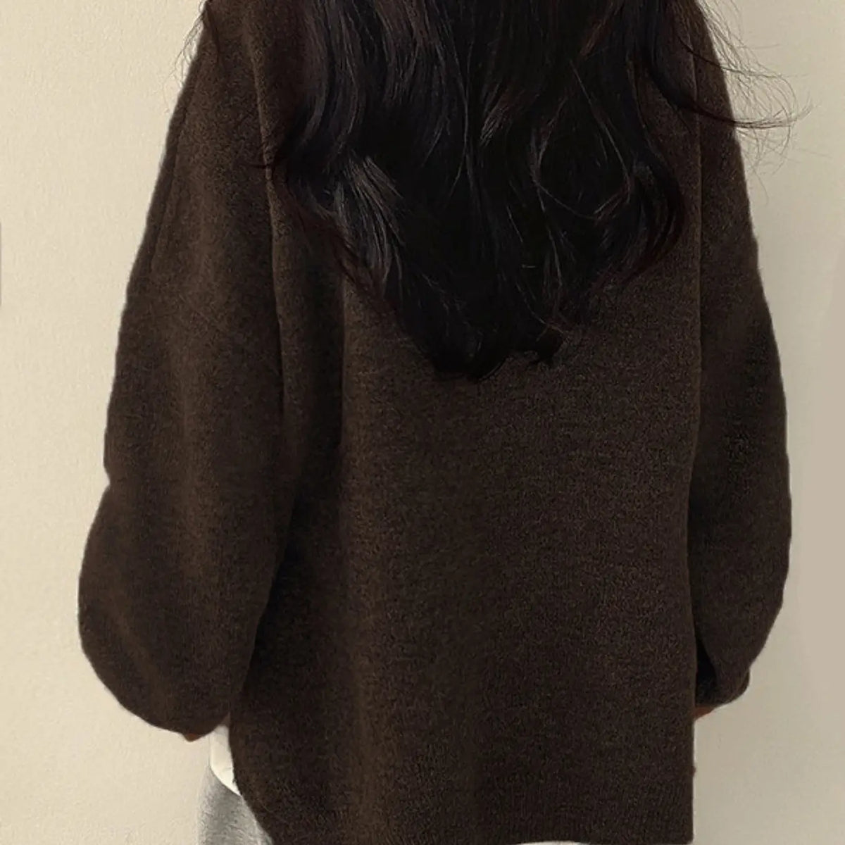 Women's Oversized Split Hem Knit Sweater, Navy Blue