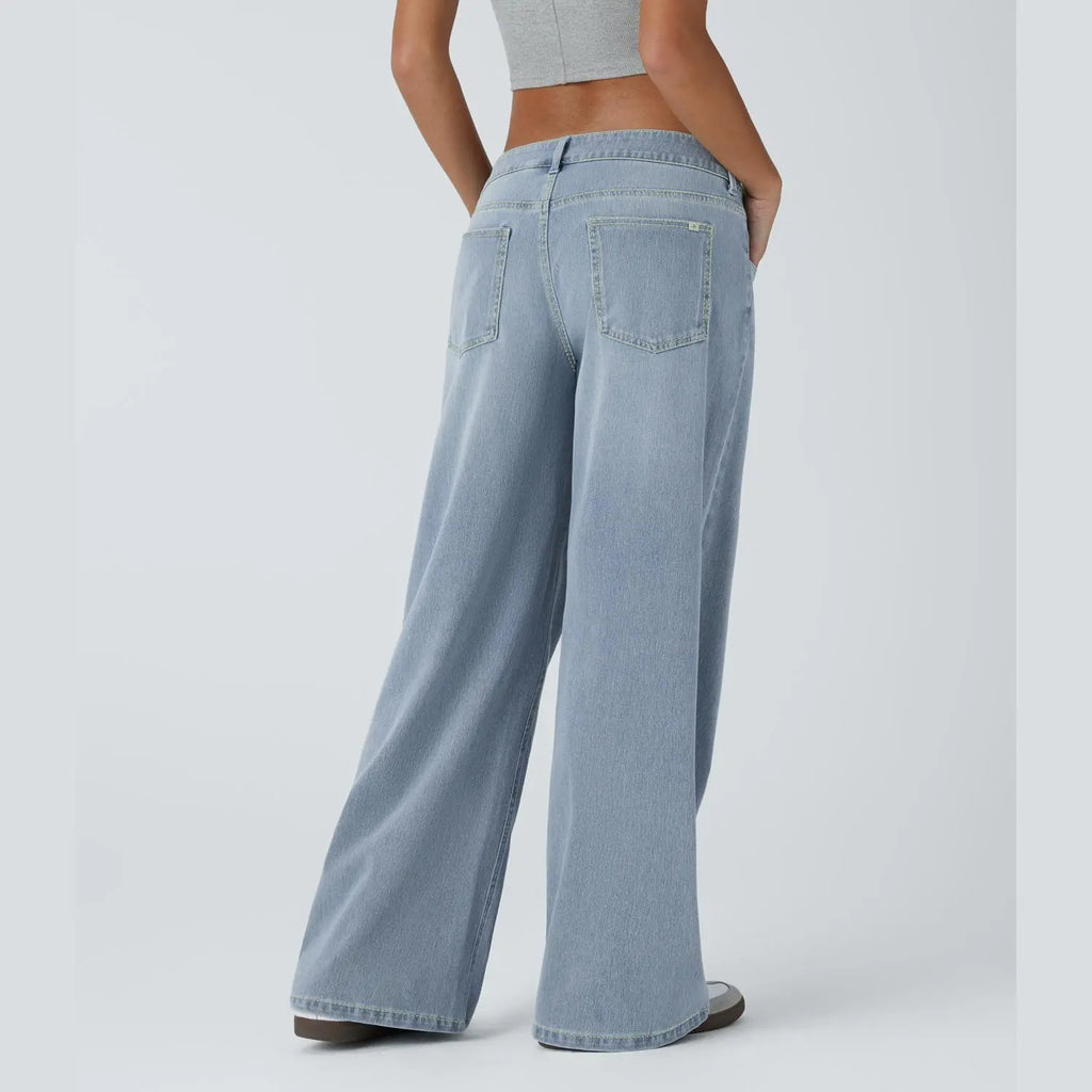 Asymmetric Low Rise Baggy Wide Leg Jeans