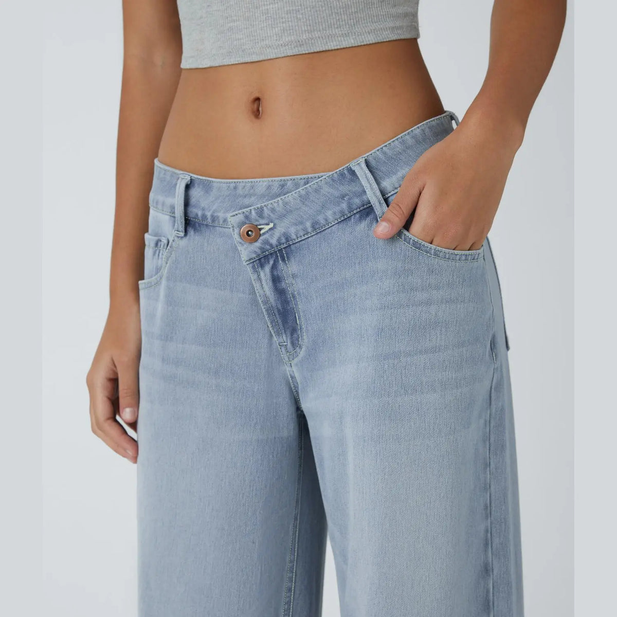 Asymmetric Low Rise Baggy Wide Leg Jeans