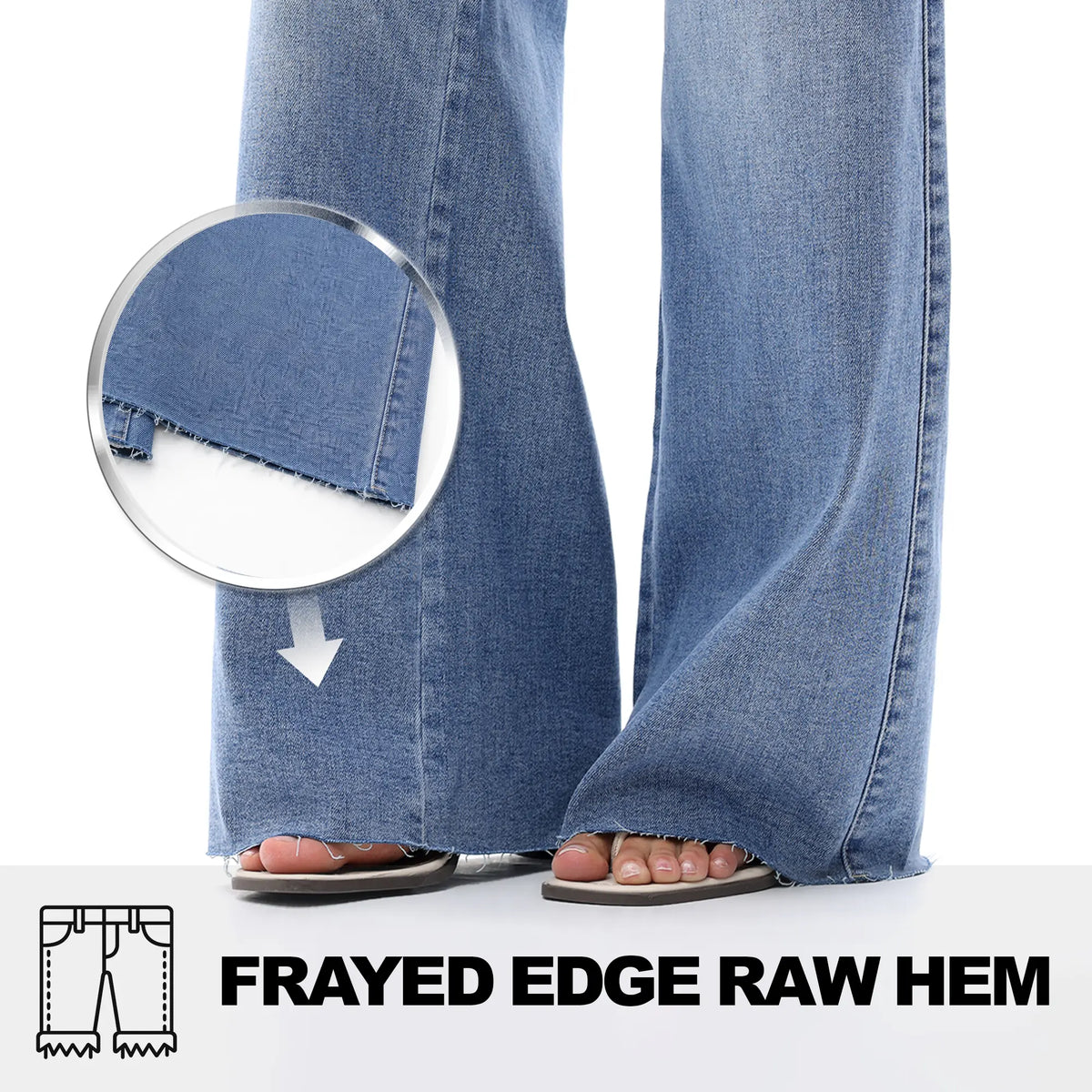 Wide Leg Raw Hem Jeans