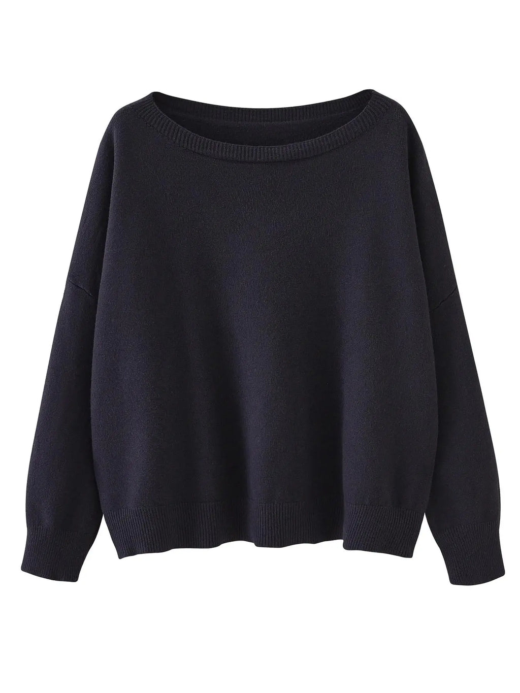 Women's Plain Scoop Neck Sweater Casual Long Sleeve Knit Top for Fall & Winter