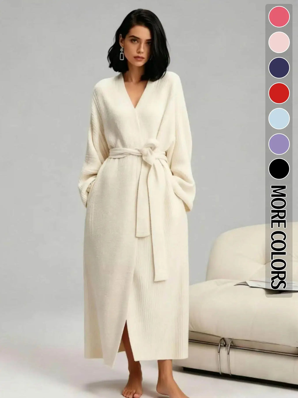 Women's Double-Sided Fleece Long Plush Robe