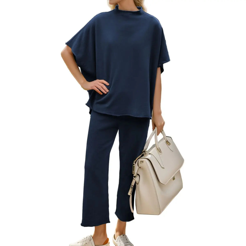 Womens Casual Two Piece Loungewear Set Wide Leg