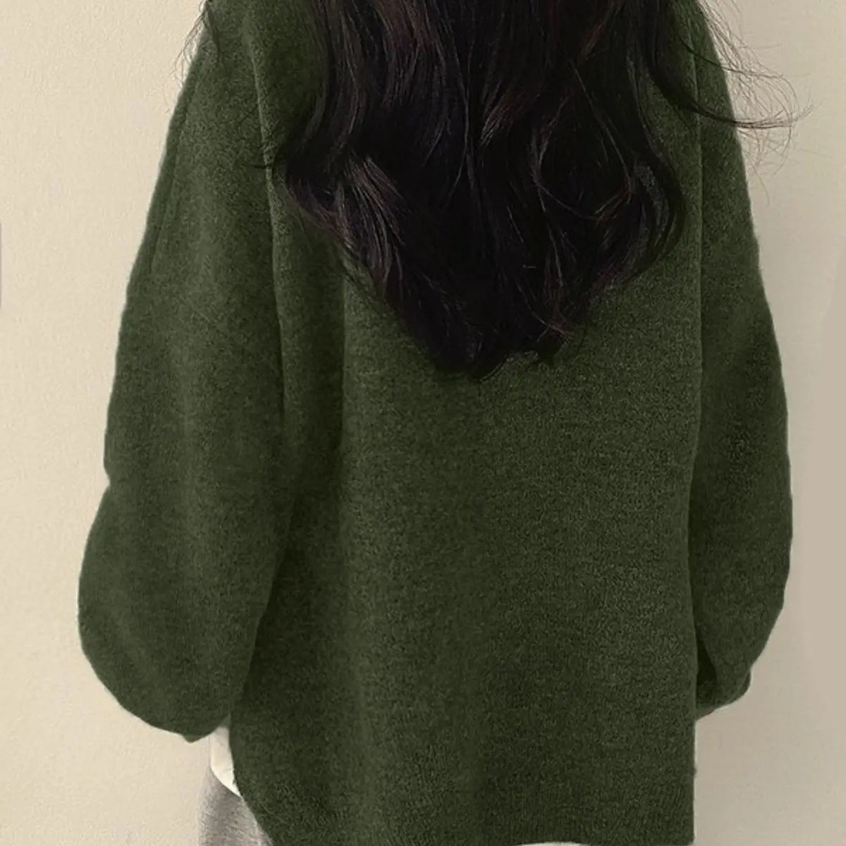 Women's Oversized Split Hem Knit Sweater, Navy Blue