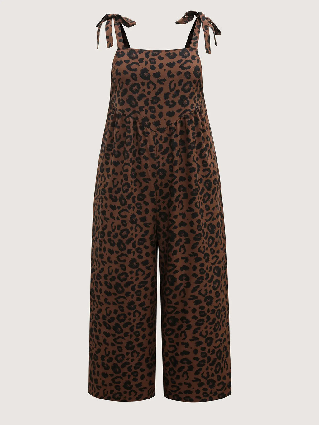 Plus Size Leopard Overalls, Sleeveless , Pockets