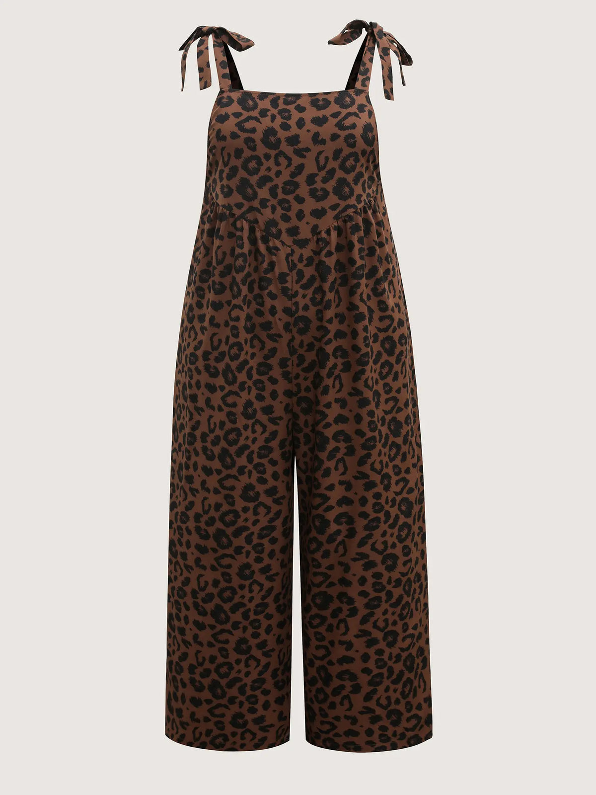 Plus Size Leopard Overalls, Sleeveless , Pockets