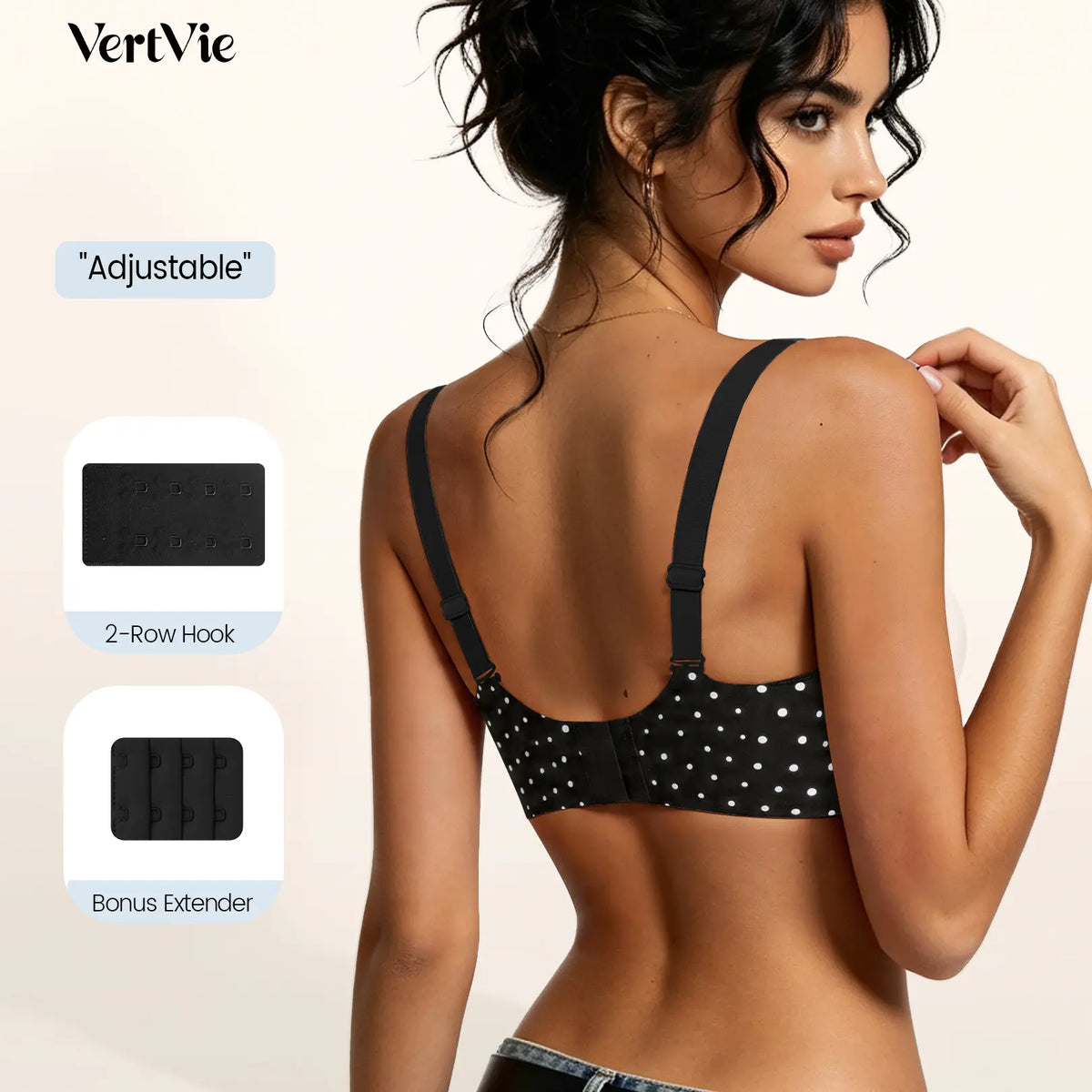 Jelly Bra Polka Dots Deep V Wireless Bra