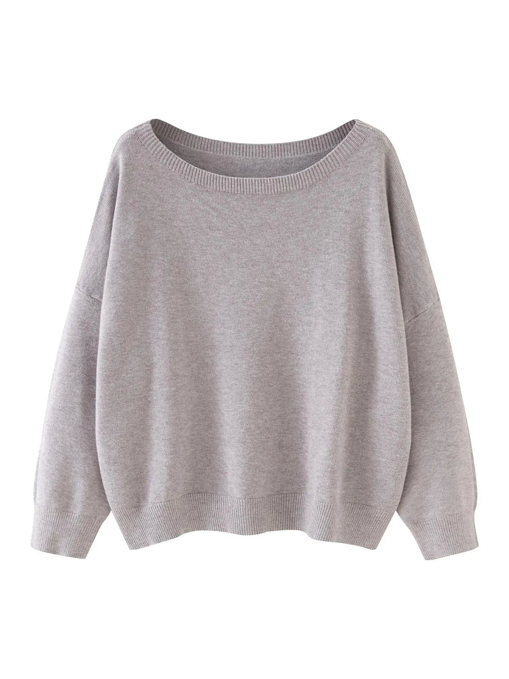 Women's Plain Scoop Neck Sweater Casual Long Sleeve Knit Top for Fall & Winter