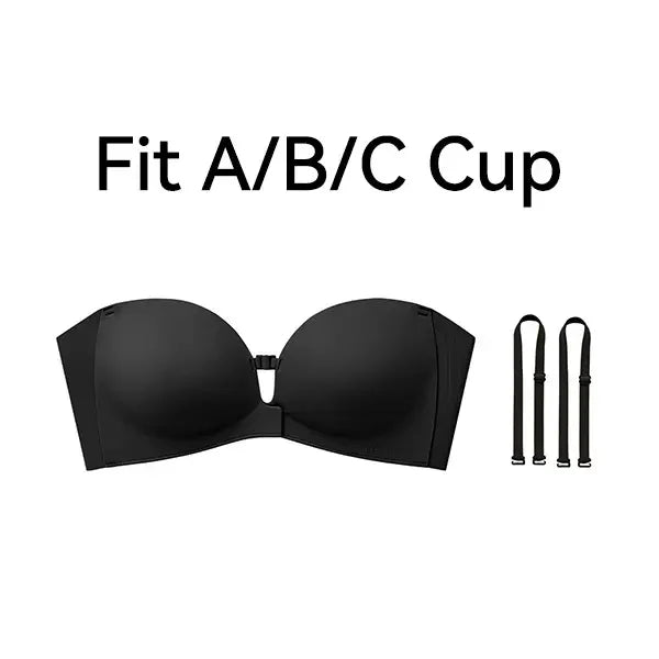 Womens Strapless Front Closure Bra Push Up Lift Bra Padded Add Cup