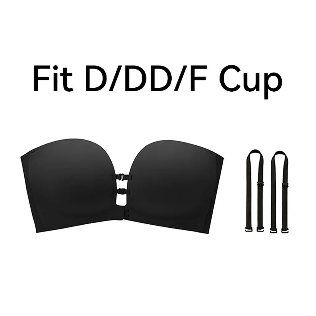 Womens Strapless Front Closure Bra Push Up Lift Bra Padded Add Cup