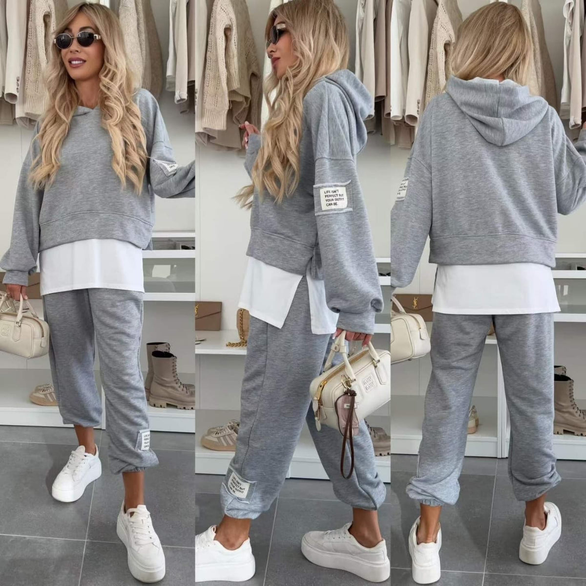 💜Women's Hooded Patchwork Casual Sweatshirt Suit