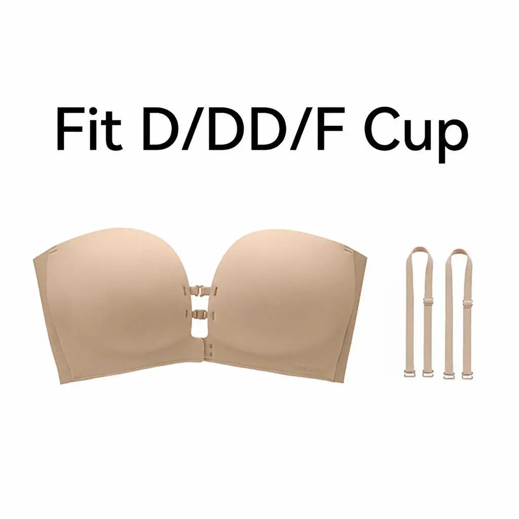 Womens Strapless Front Closure Bra Push Up Lift Bra Padded Add Cup