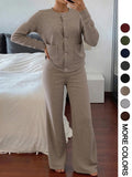 Womenswear Two-Piece Knitted Sweater Set with High Waist Pants