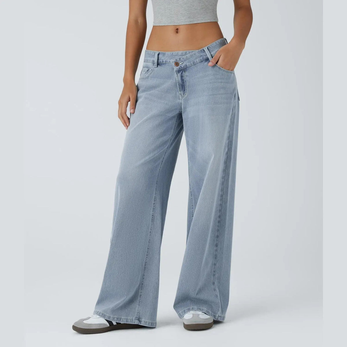 Asymmetric Low Rise Baggy Wide Leg Jeans