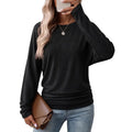 Womens Long Sleeve Ruched Hem Lightweight Sweaters