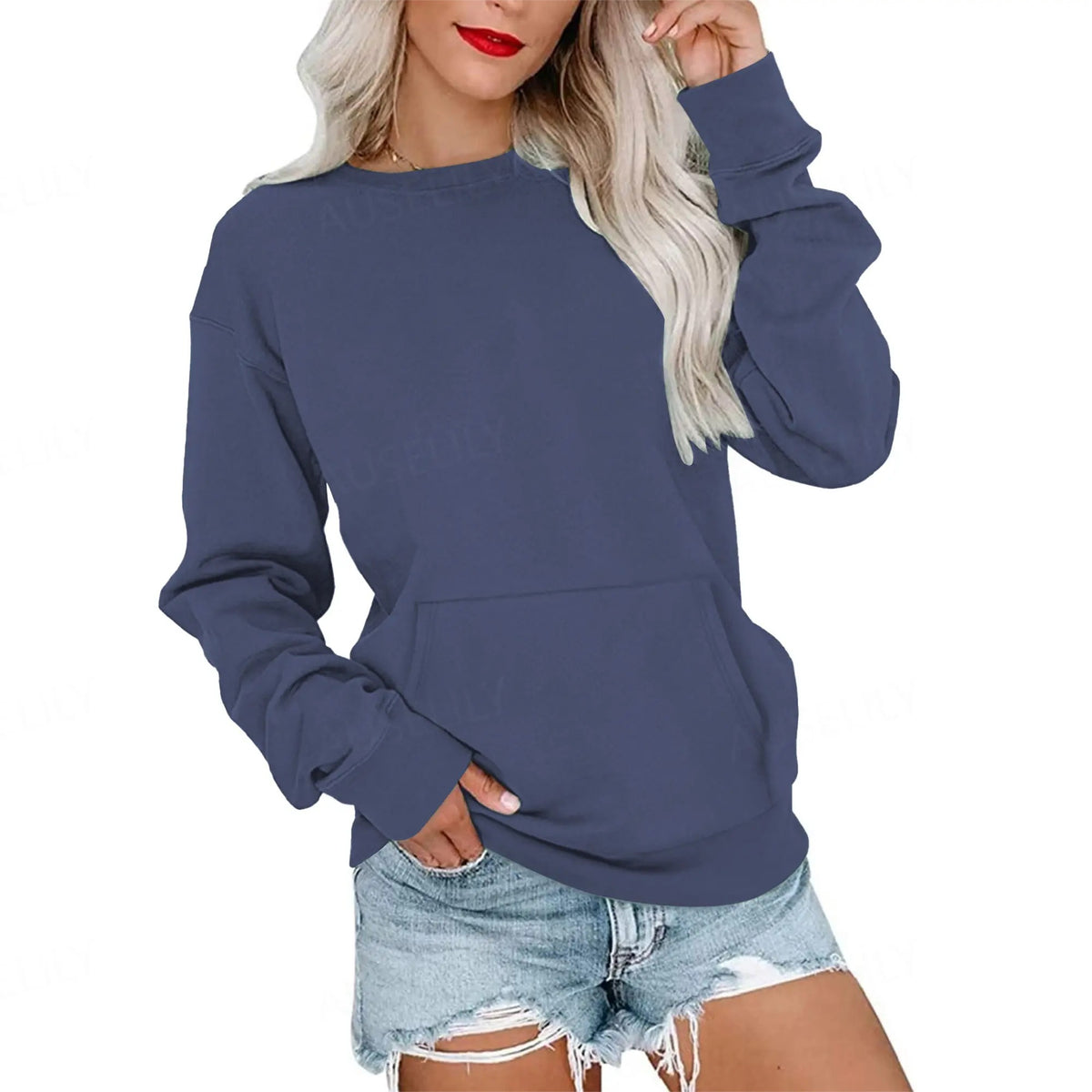 Sweat-shirt oversize à col rond pour femme
