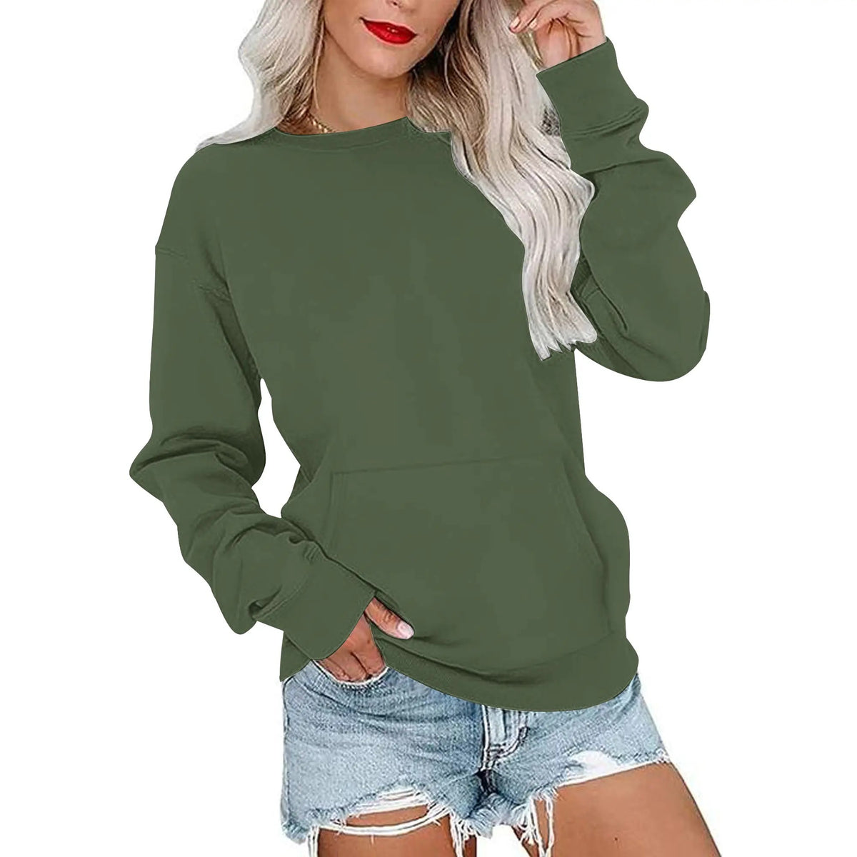 Sweat-shirt oversize à col rond pour femme