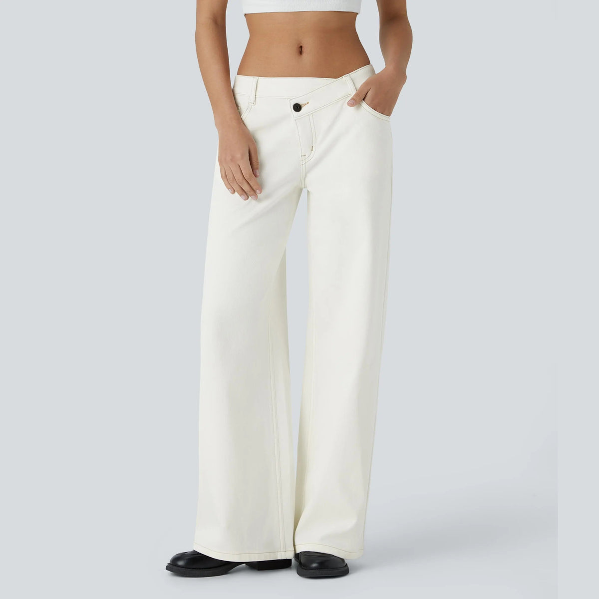 Asymmetric Low Rise Baggy Wide Leg Jeans
