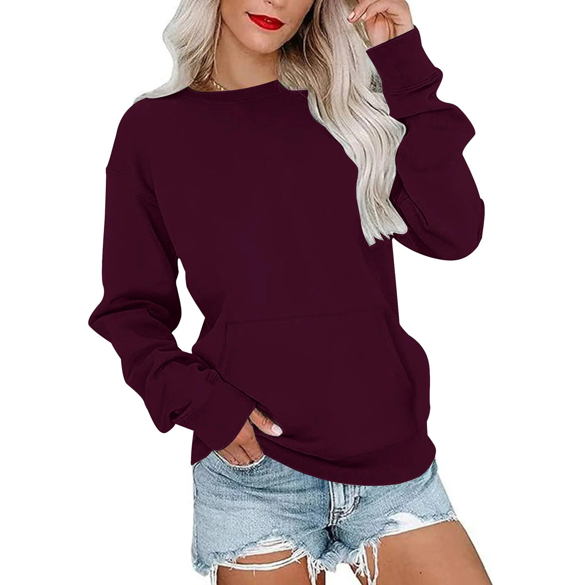 Sweat-shirt oversize à col rond pour femme