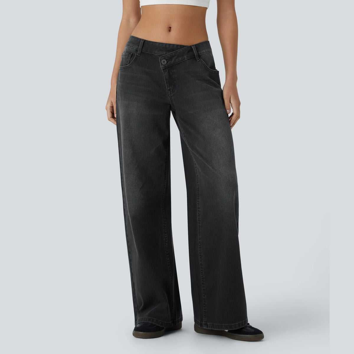 Asymmetric Low Rise Baggy Wide Leg Jeans
