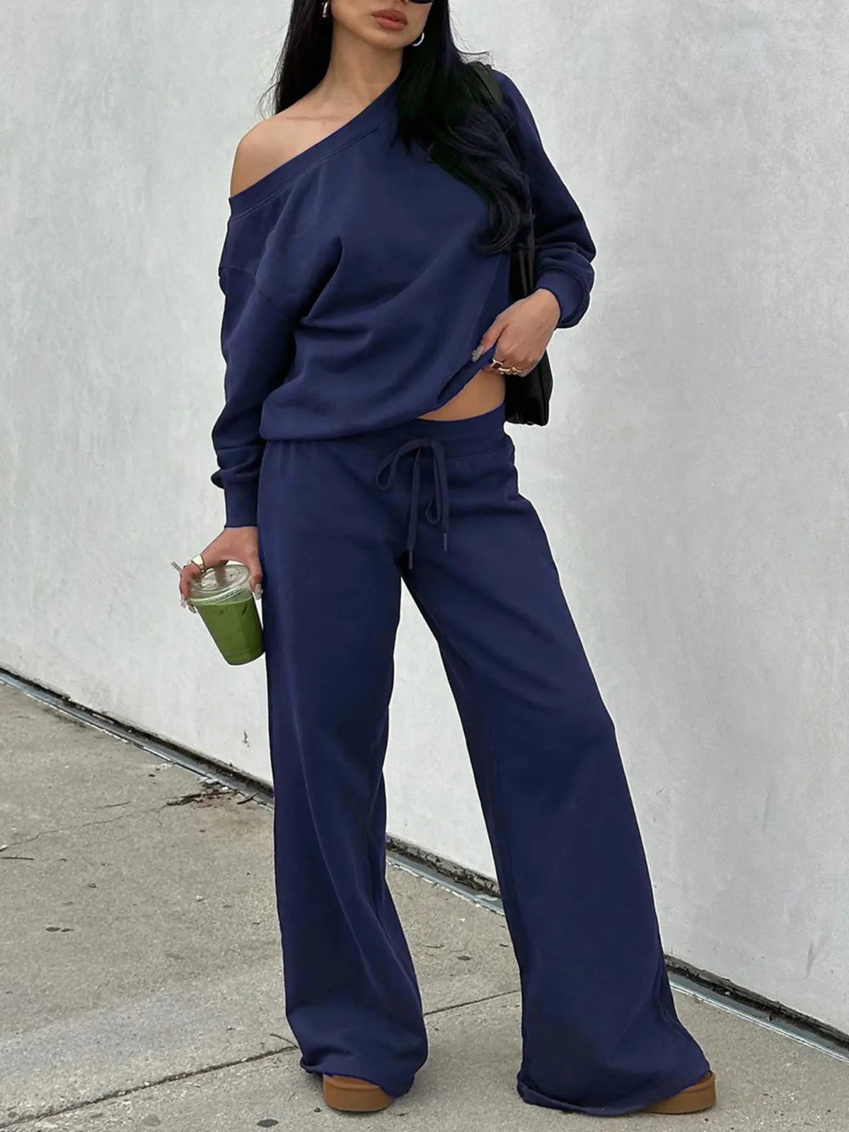 Women’s Off Shoulder Long Sleeve Sweatsuit Set（Buy 2 Free Shipping）
