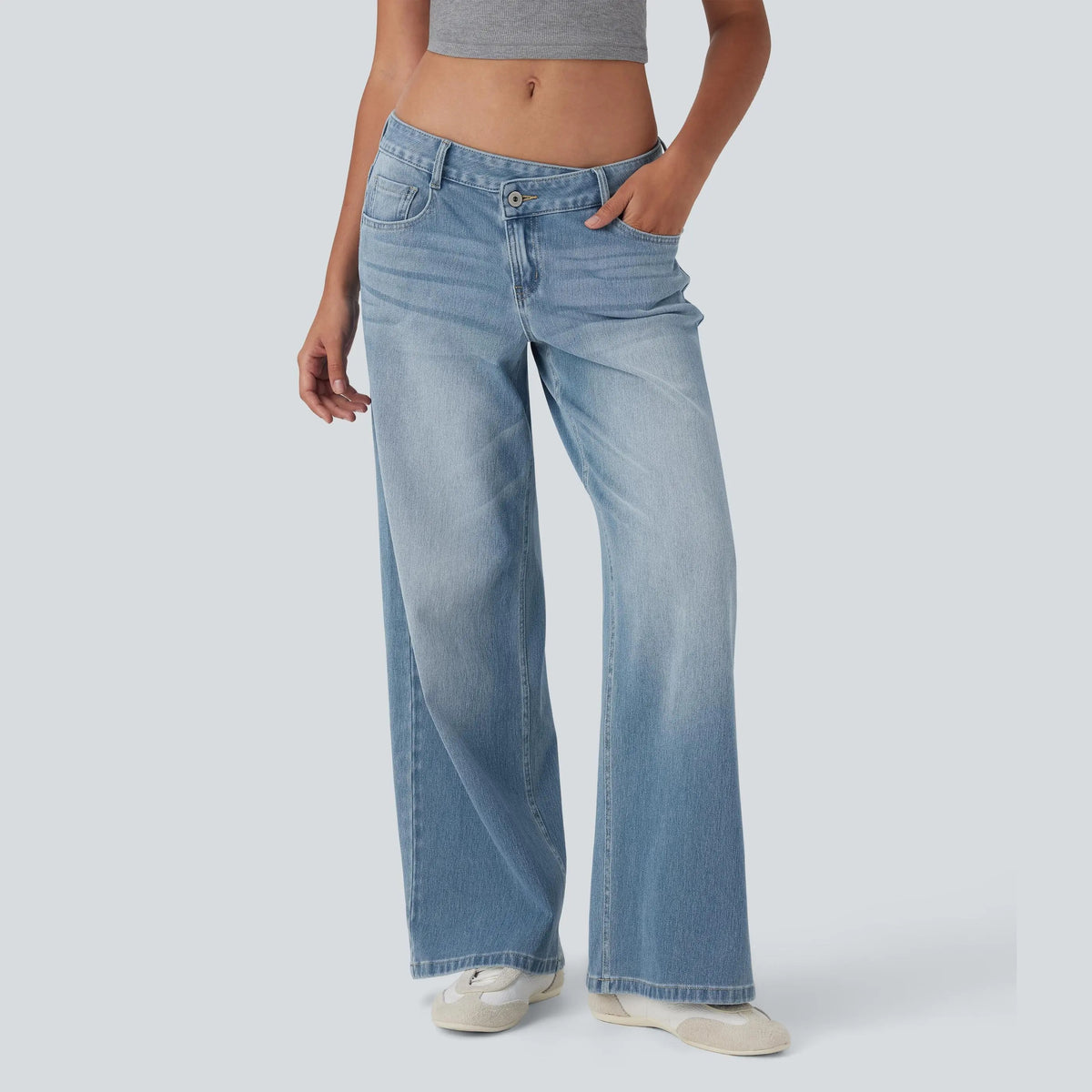 Asymmetric Low Rise Baggy Wide Leg Jeans