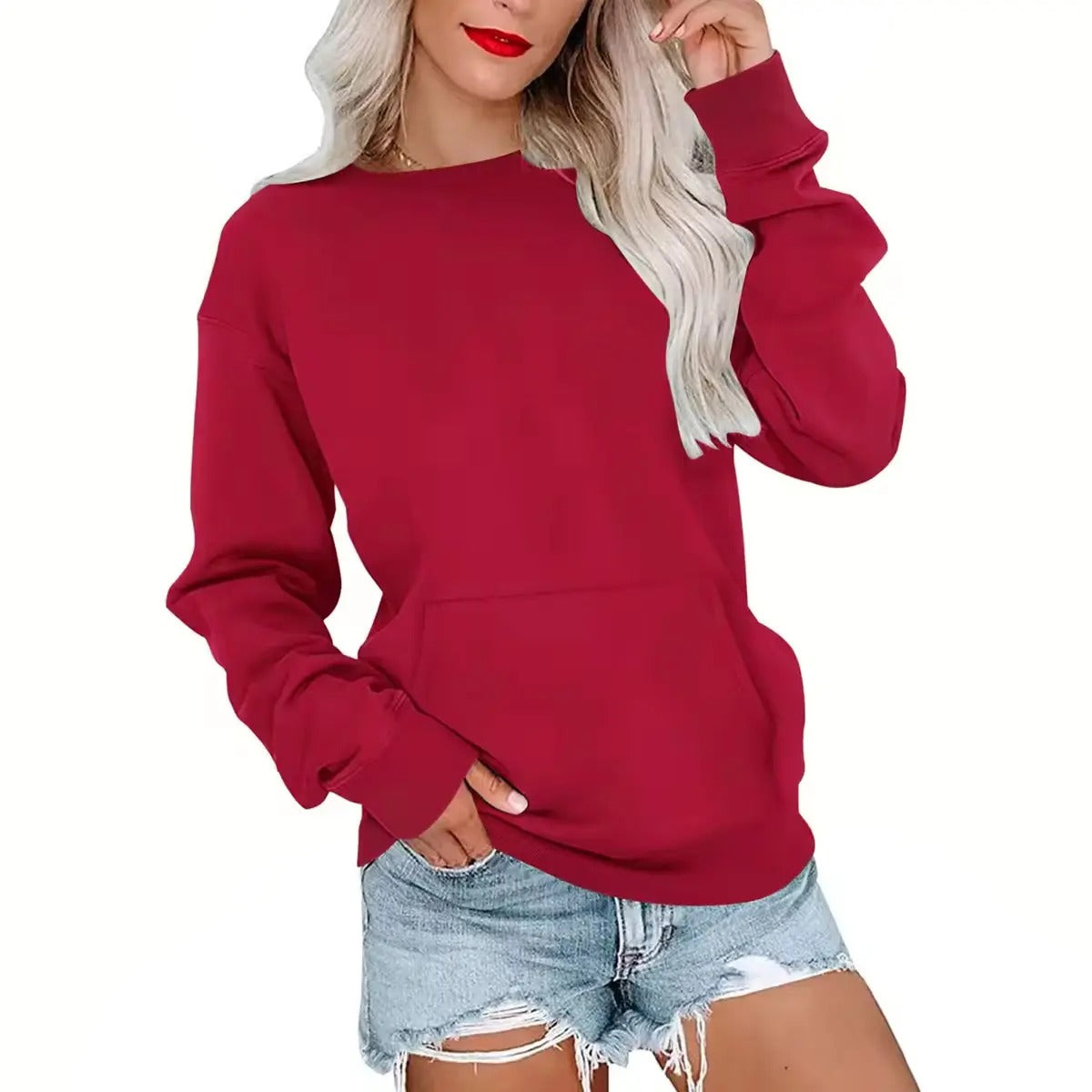 Sweat-shirt oversize à col rond pour femme