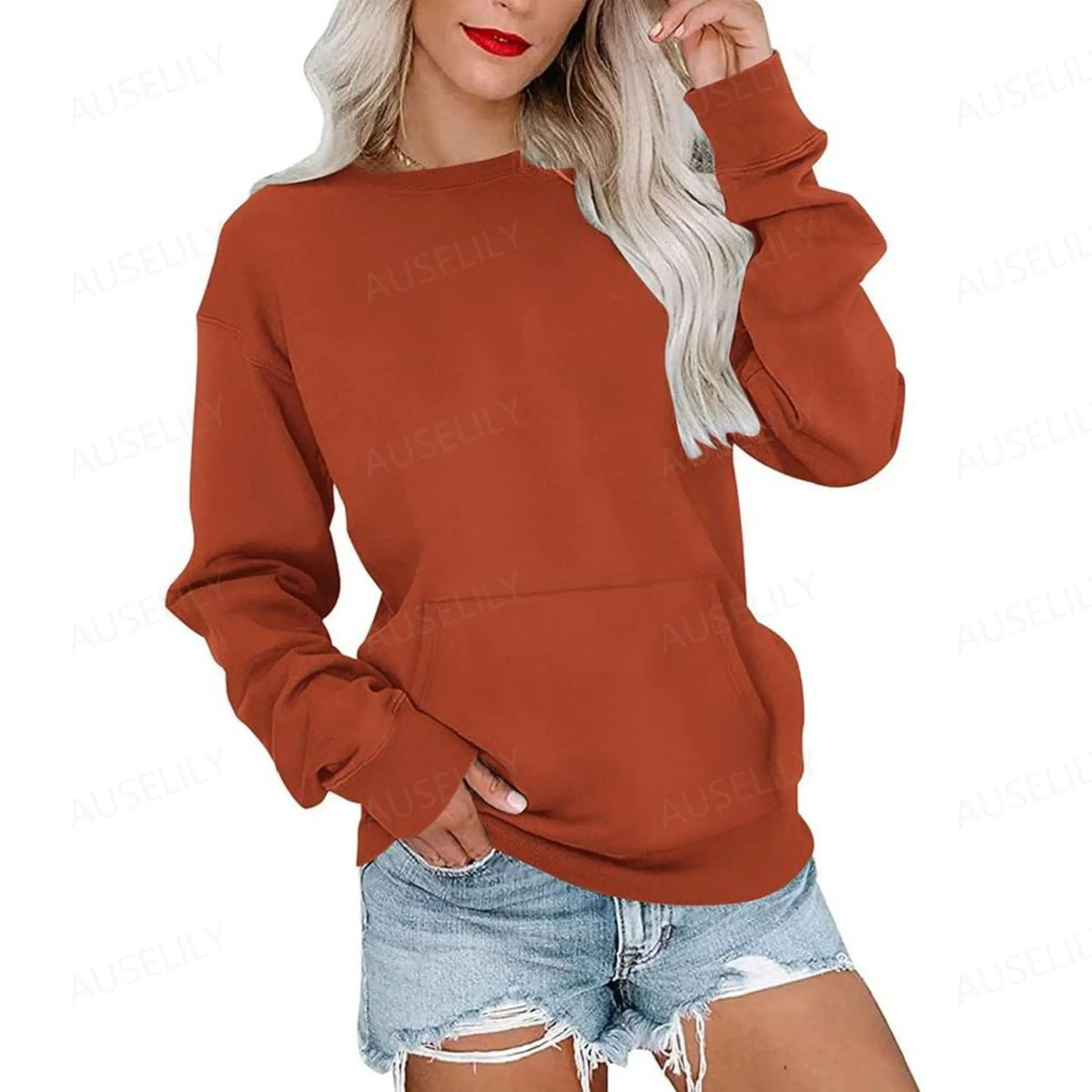 Sweat-shirt oversize à col rond pour femme