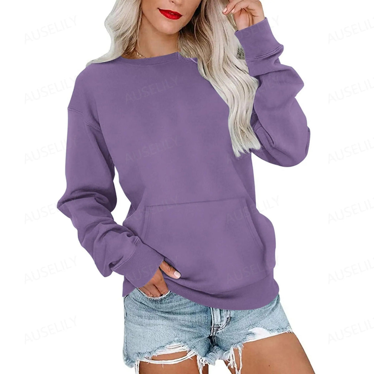 Sweat-shirt oversize à col rond pour femme
