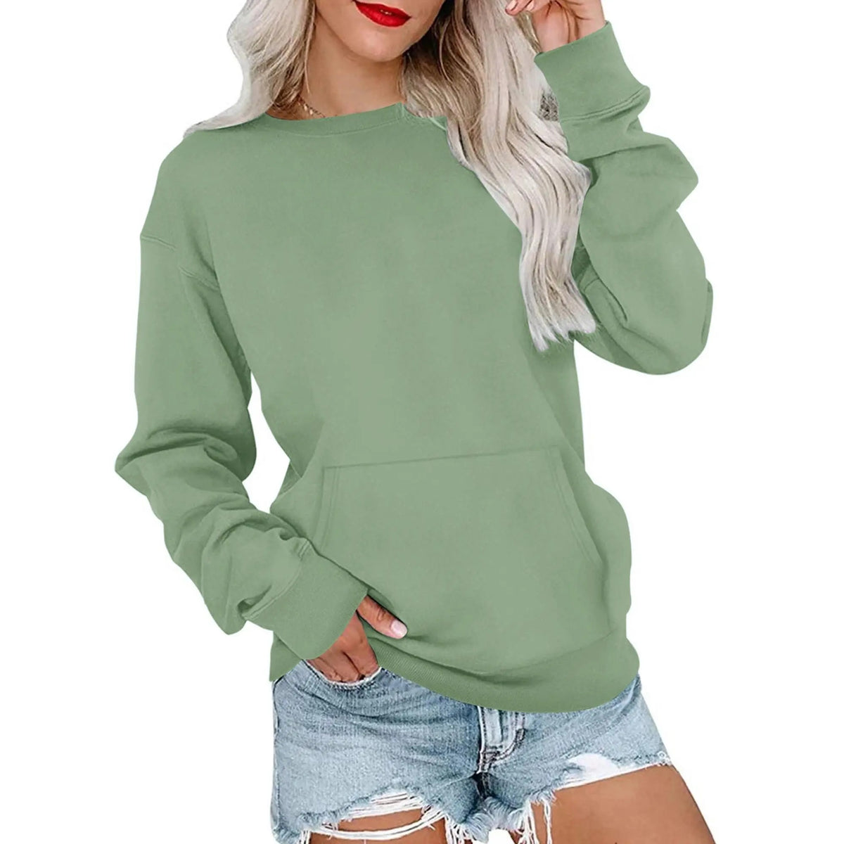 Sweat-shirt oversize à col rond pour femme