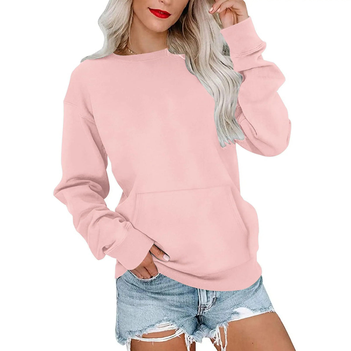 Sweat-shirt oversize à col rond pour femme