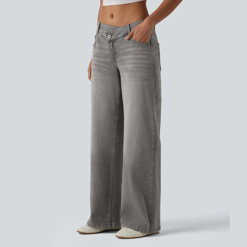 Asymmetric Low Rise Baggy Wide Leg Jeans