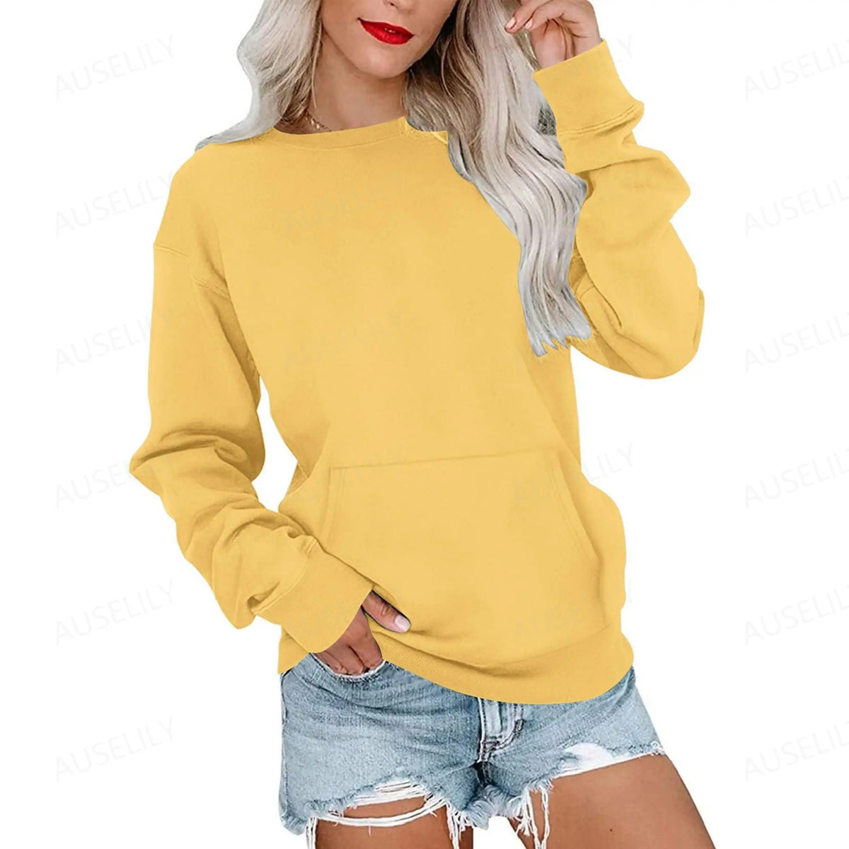 Sweat-shirt oversize à col rond pour femme