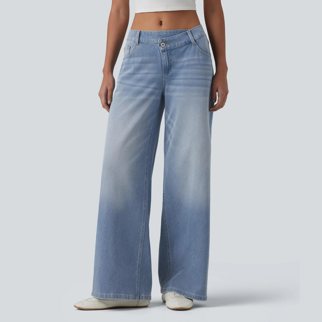 Asymmetric Low Rise Baggy Wide Leg Jeans
