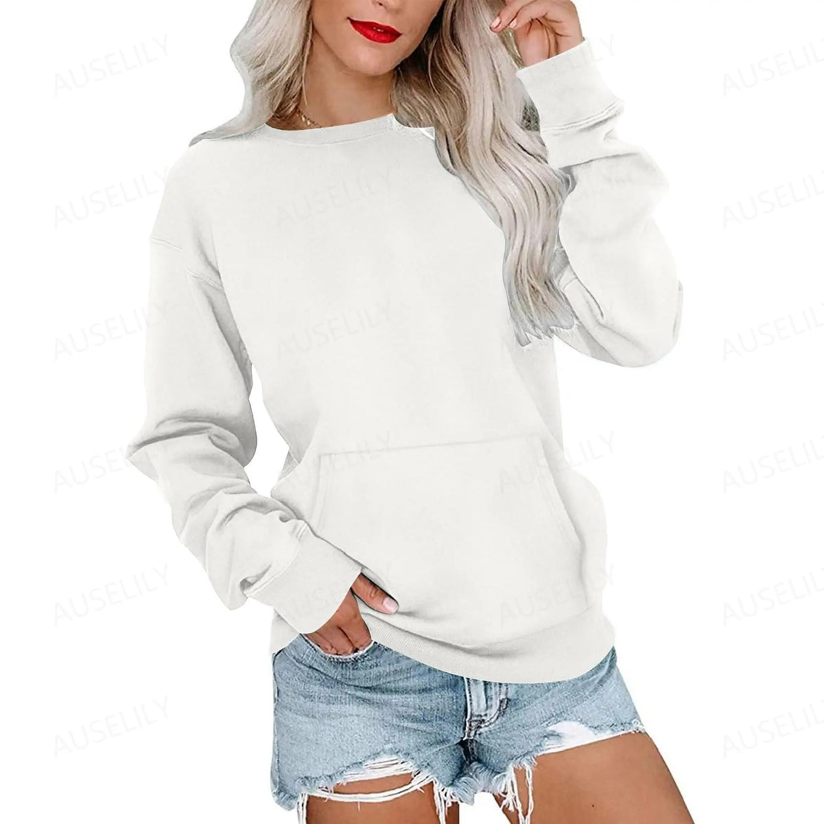 Sweat-shirt oversize à col rond pour femme