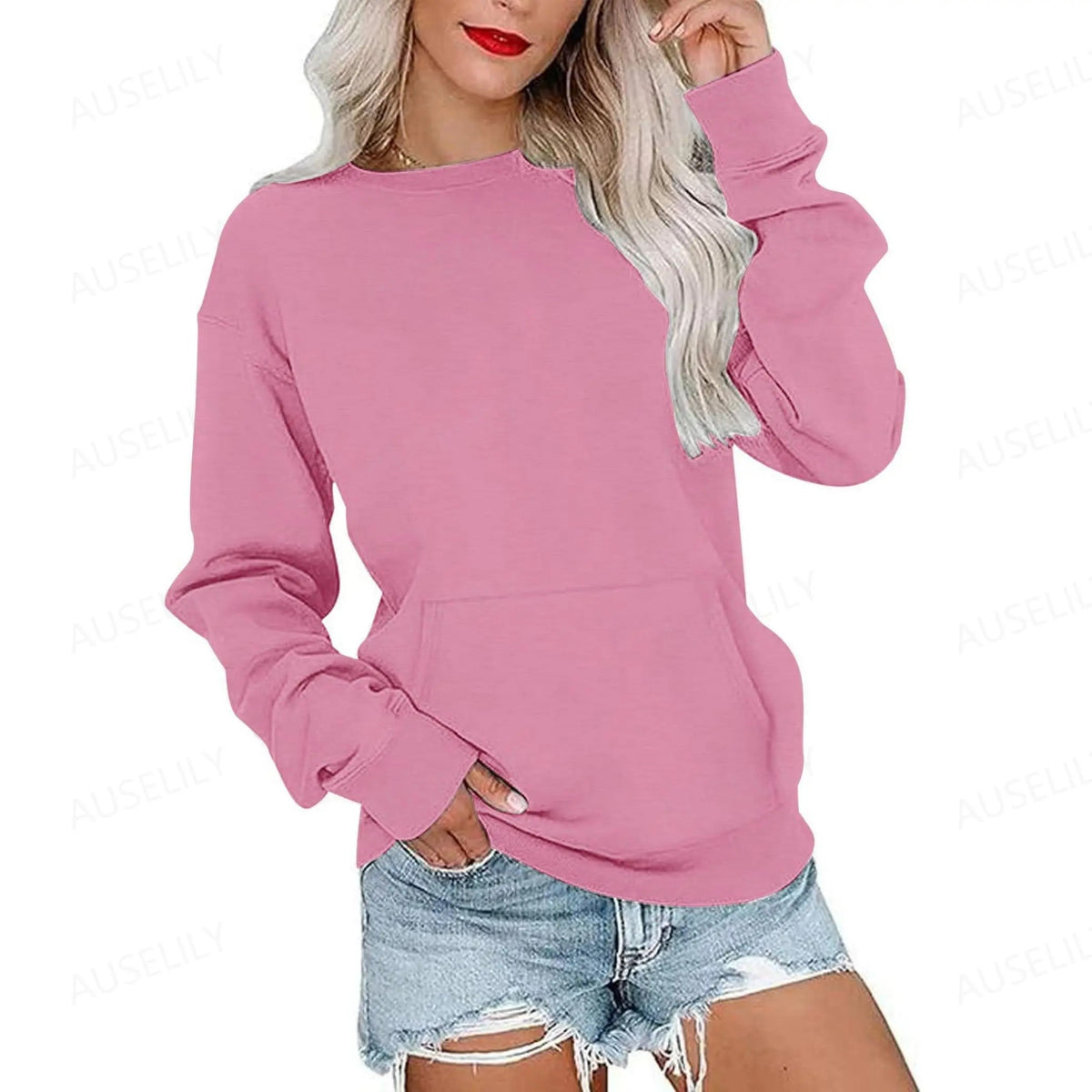 Sweat-shirt oversize à col rond pour femme