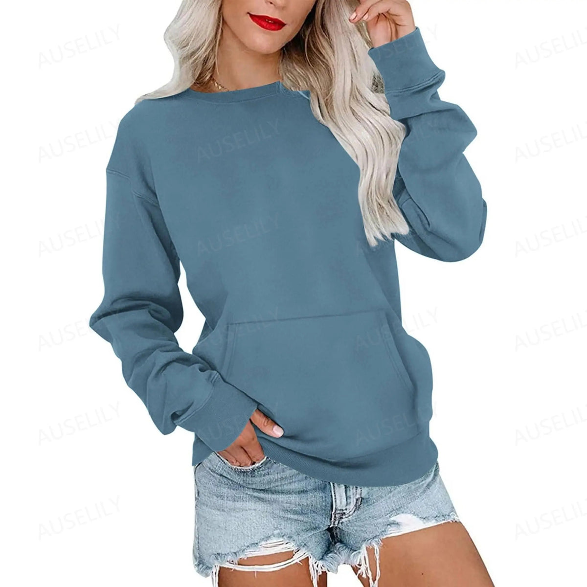 Sweat-shirt oversize à col rond pour femme
