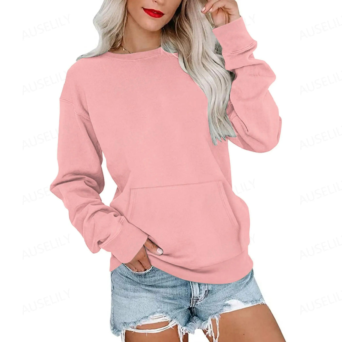 Sweat-shirt oversize à col rond pour femme