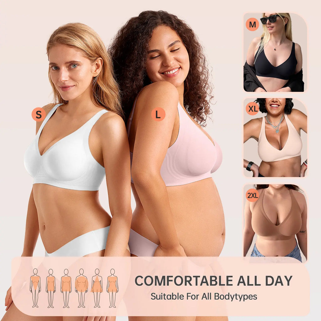 Jelly Bra Polka Dots Deep V Wireless Bra