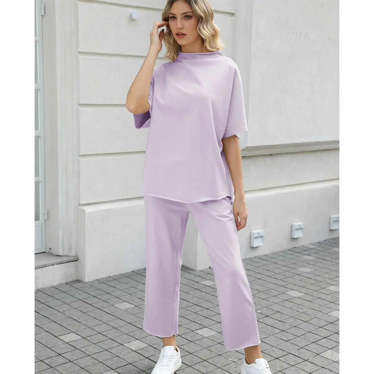 Womens Casual Two Piece Loungewear Set Wide Leg
