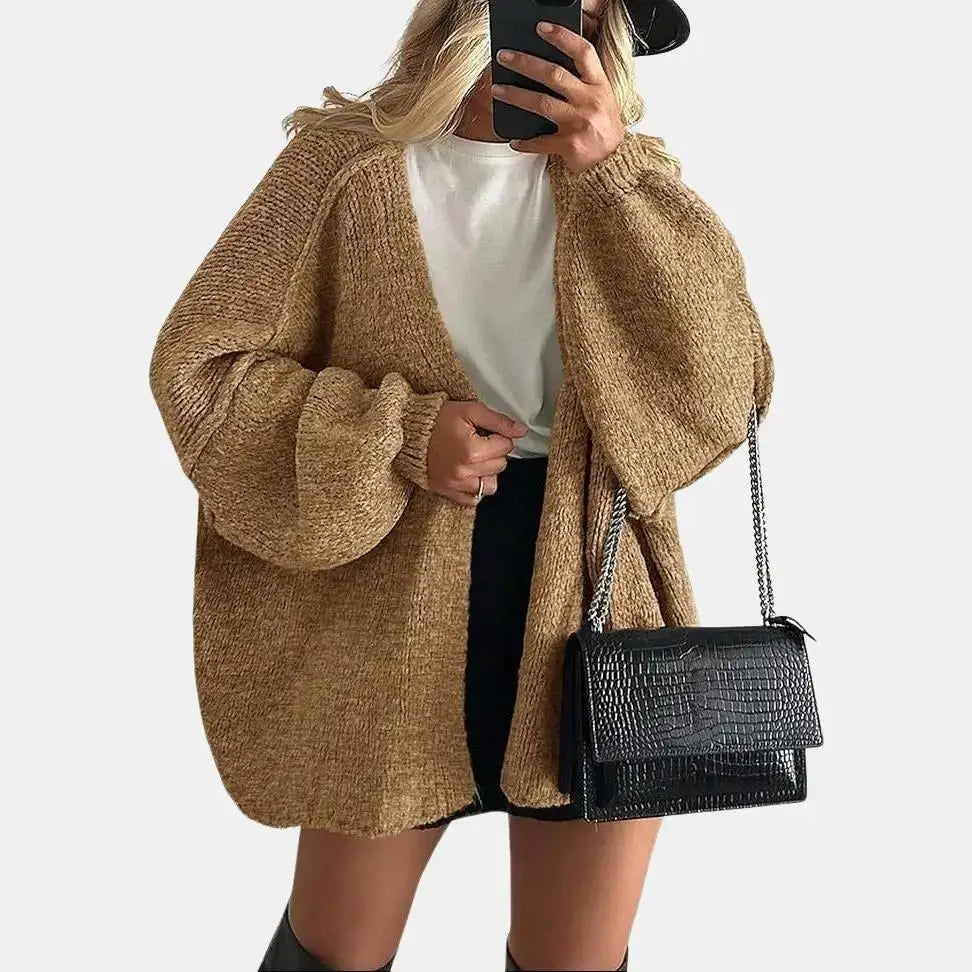 Women's Oversized Cardigan Sweater Fall Long Lantern Sleeve Knit Open Front Lightweight Sweater Knitwear Tops(Free shiping)