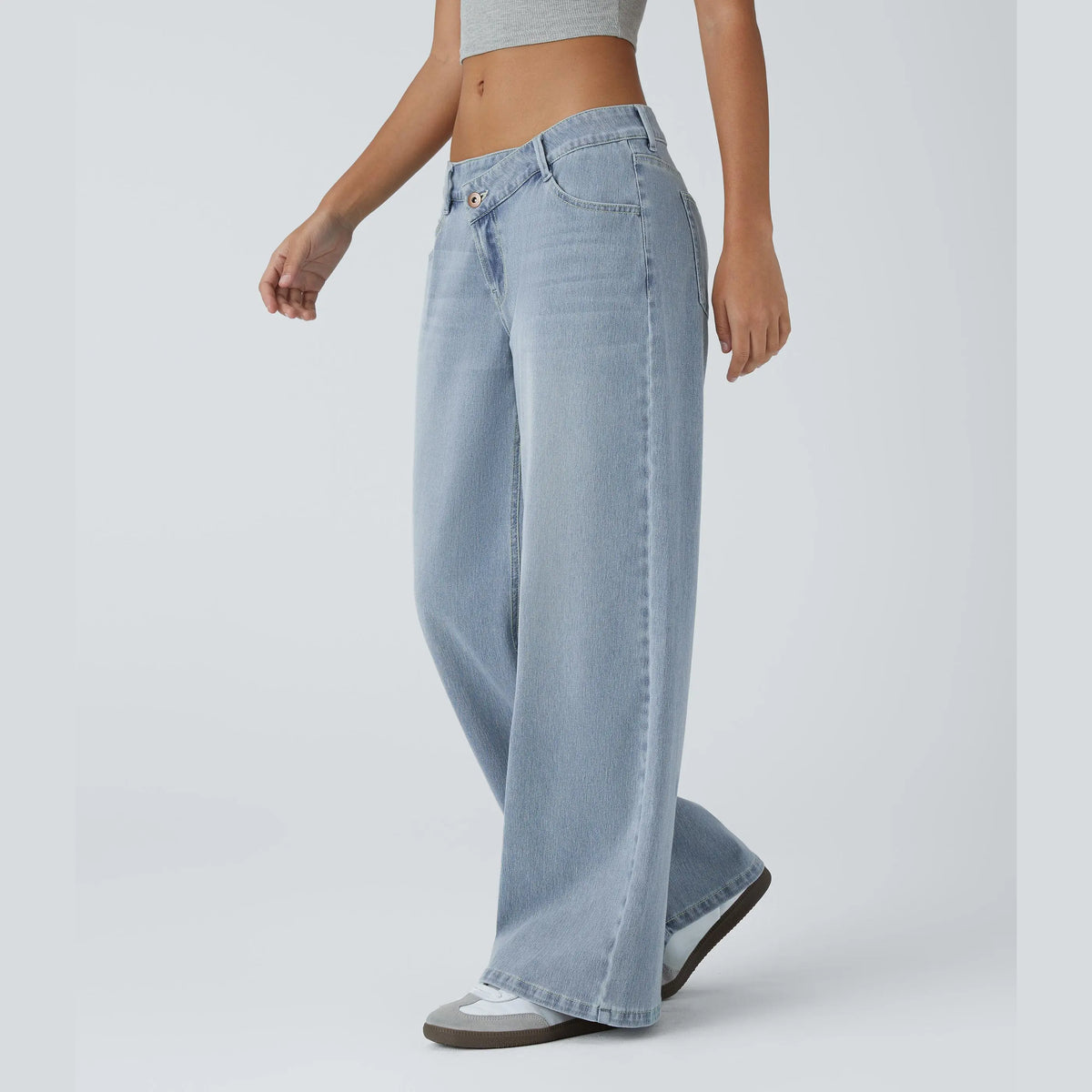 Asymmetric Low Rise Baggy Wide Leg Jeans