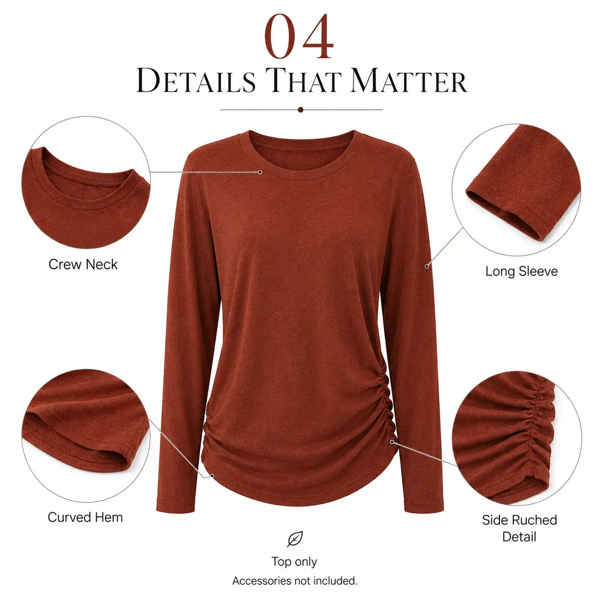Womens Long Sleeve Ruched Hem Lightweight Sweaters