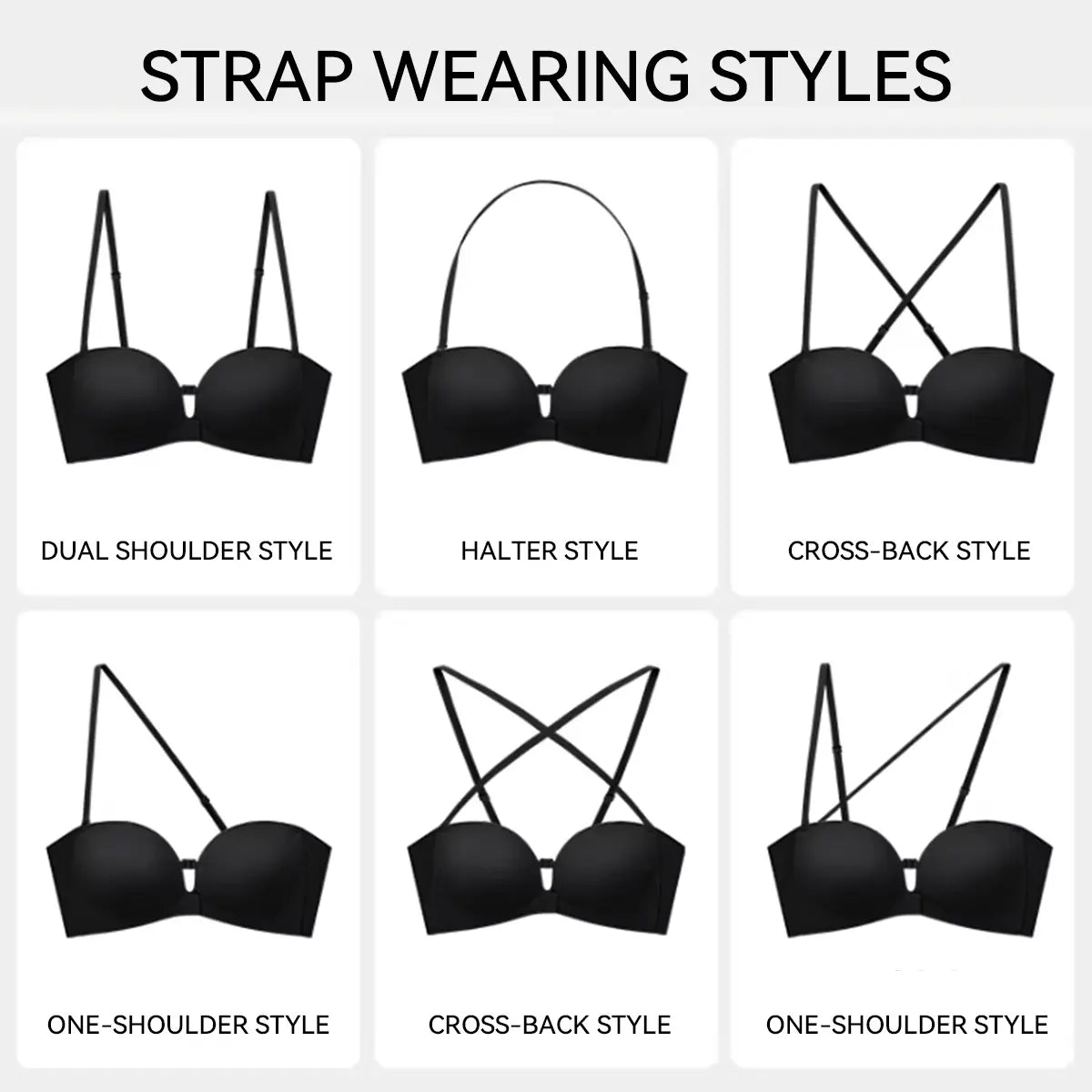Womens Strapless Front Closure Bra Push Up Lift Bra Padded Add Cup